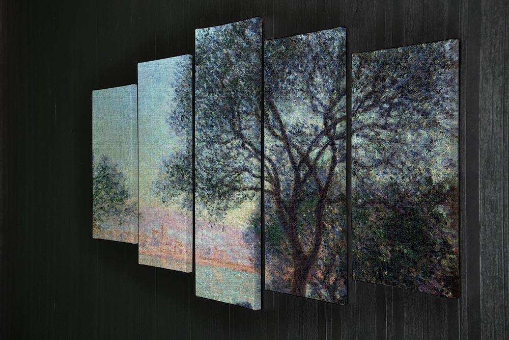 A beautiful 5 split panel canvas artwork depicting Antibes seen from La Salis by Monet, showcasing vibrant colors and intricate details.