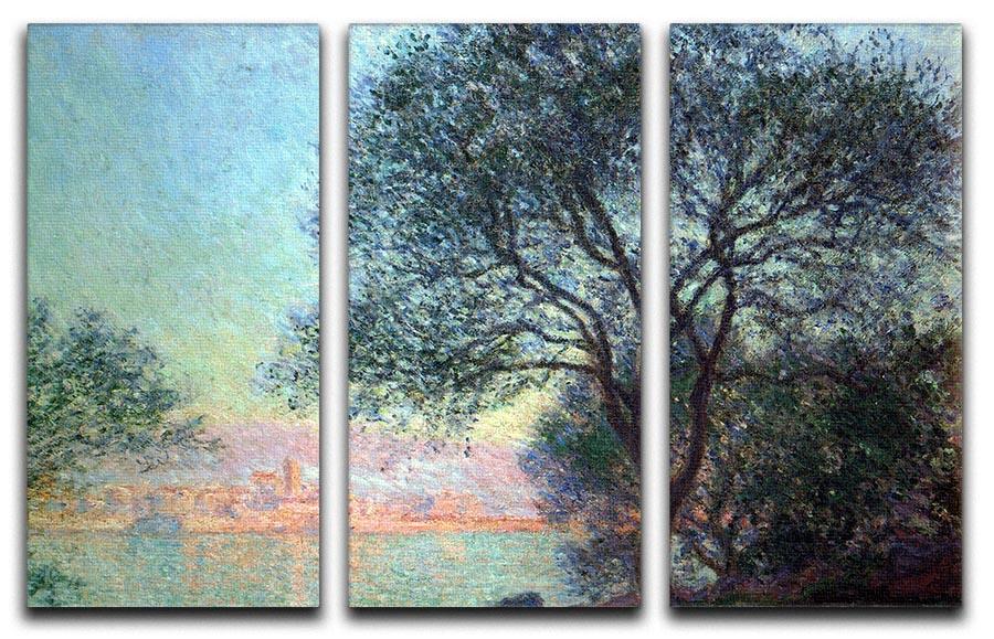 Three-panel canvas print of Antibes seen from La Salis by Monet, showcasing vibrant colors and intricate details.