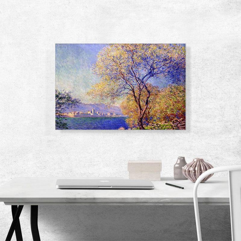 Canvas art depicting Antibes seen from the Salis Gardens, showcasing vibrant colors and serene landscapes.