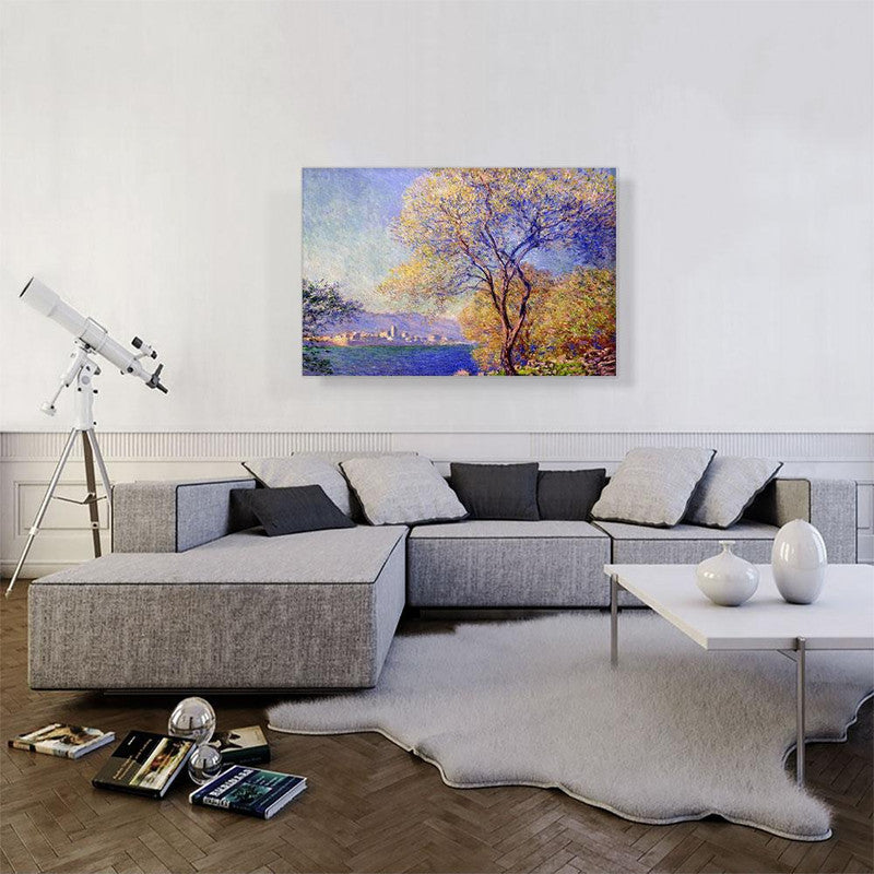 Canvas art depicting Antibes seen from the Salis Gardens, showcasing vibrant colors and serene landscapes.