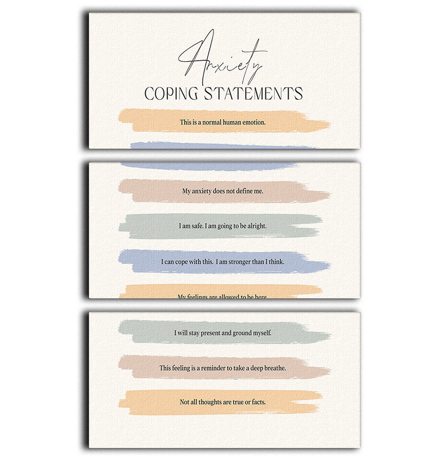 Anxietycope 3 Split Panel Canvas Print featuring vibrant colors and modern design, perfect for home or office decor.