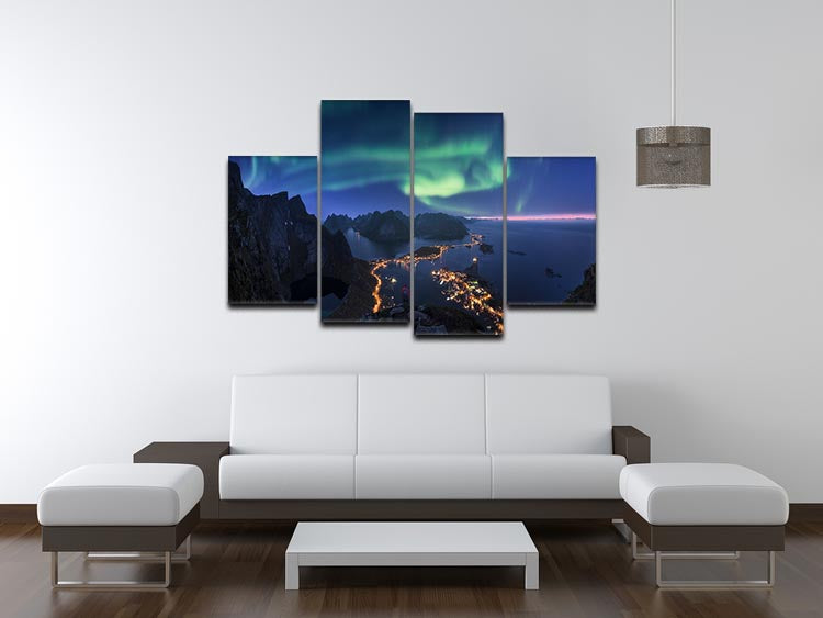 A stunning 4-split canvas artwork featuring a cohesive design, perfect for modern home decor.