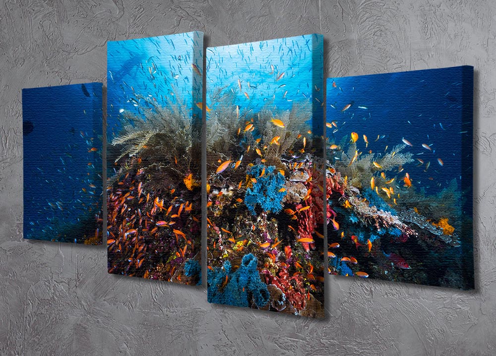 Apnea 4 Split Panel Canvas artwork featuring four equal sections, showcasing a cohesive and dynamic design.