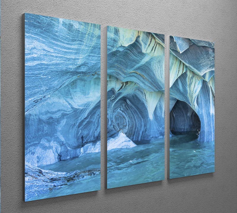 Aqua Marble Landscape 3 Split Panel Canvas Print showcasing elegant marble design in soothing aqua tones, perfect for modern decor.
