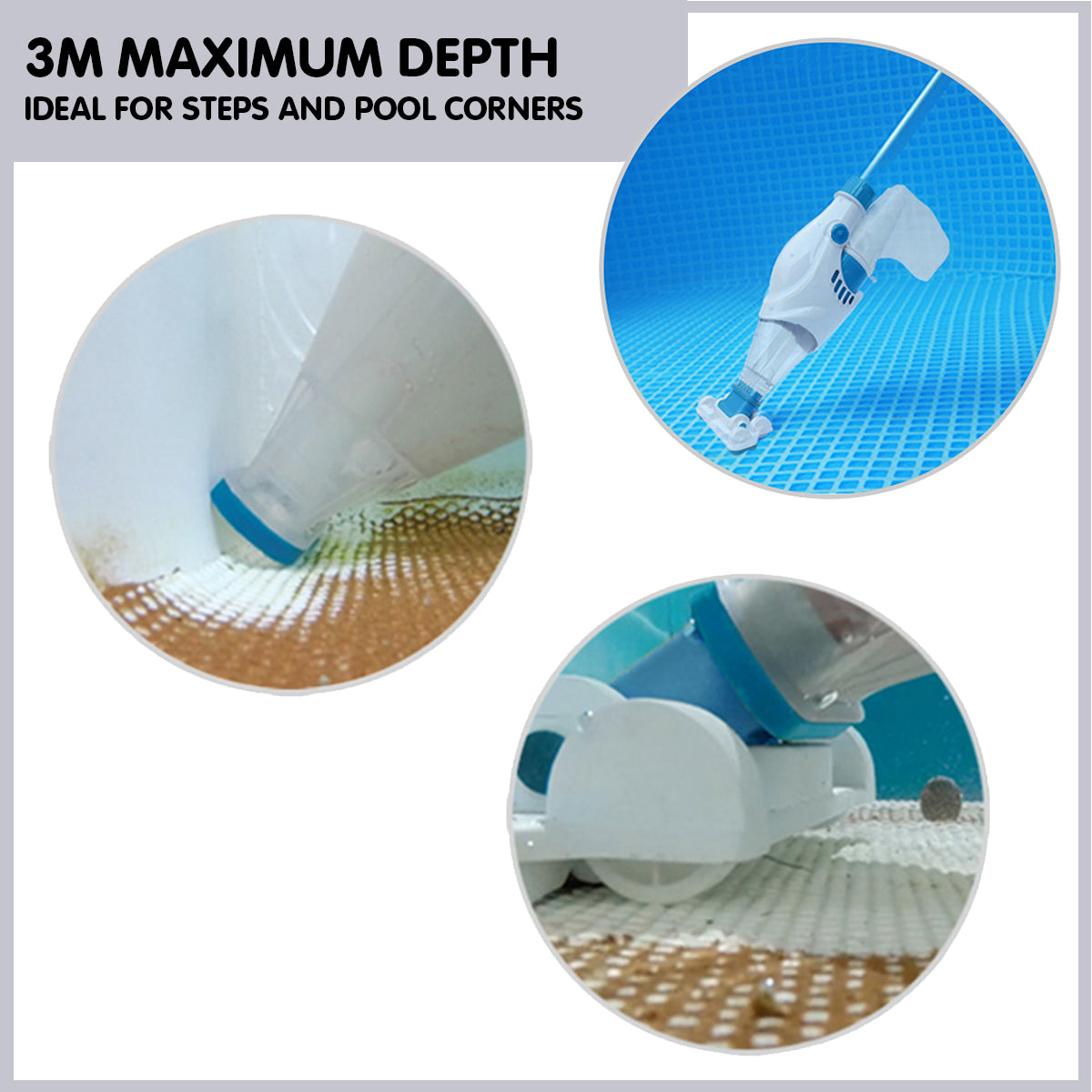 Aquajack 211 Cordless Rechargeable Spa and Pool Vacuum Cleaner with wide suction head and rechargeable battery.