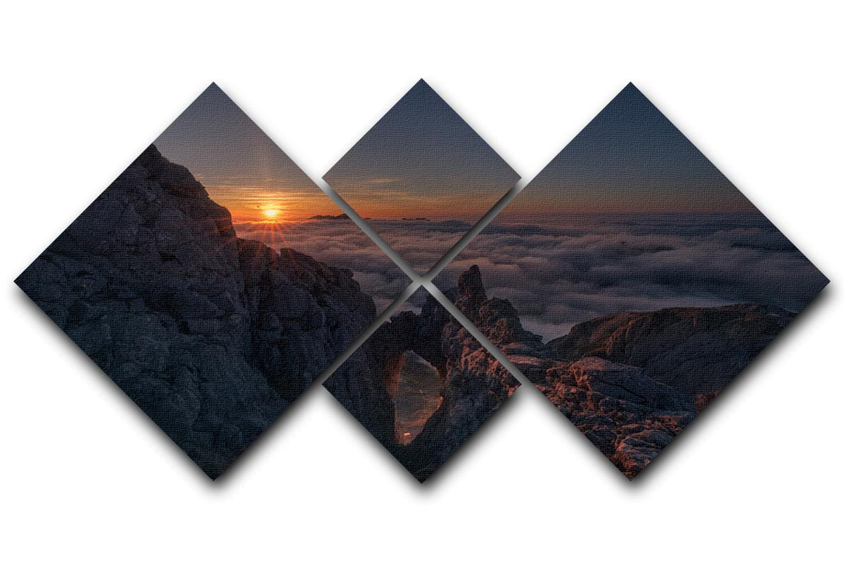 Arco En Picos 4 Square Multi Panel Canvas featuring four equal square sections with a harmonious design, perfect for modern decor.