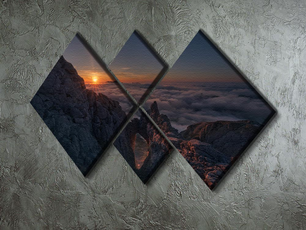 Arco En Picos 4 Square Multi Panel Canvas featuring four equal square sections with a harmonious design, perfect for modern decor.