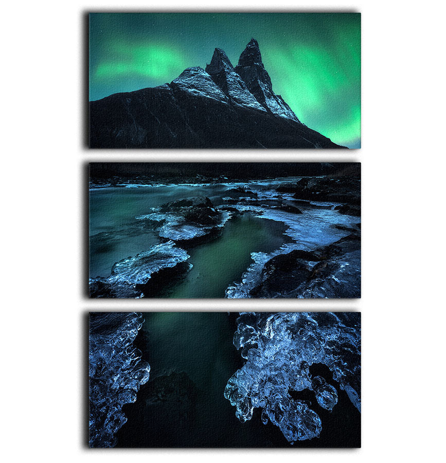 Arctic Night 3 Split Panel Canvas Print showcasing a stunning landscape with vibrant colors and intricate details, perfect for home decor.
