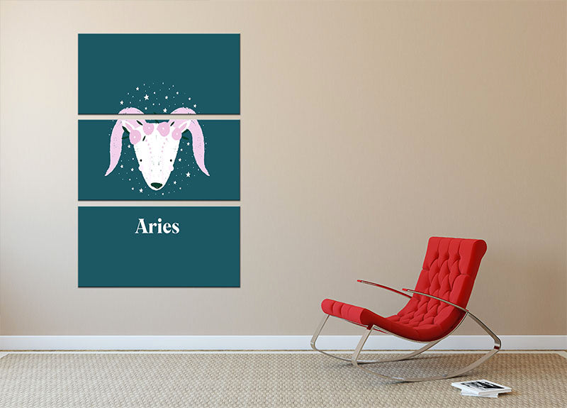 Aries Empowerment Print 3 Split Panel Canvas Print showcasing vibrant colors and elegant design, perfect for home or office decor.