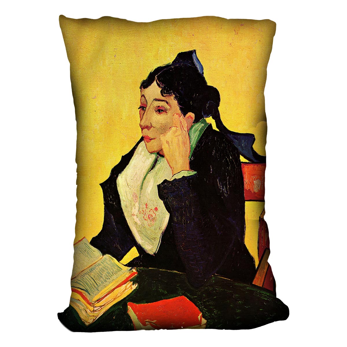 Arlesienne by Van Gogh Cushion featuring vibrant abstract design on luxurious vegan faux suede.