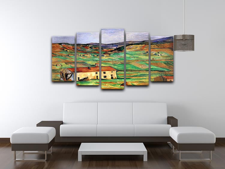 A stunning 5-split canvas artwork featuring Cezanne's Around Gardanne, showcasing vibrant colors and intricate landscape details.