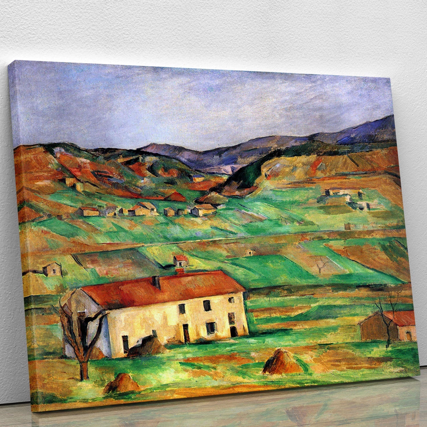 Canvas print of 'Around Gardanne' by Cezanne, showcasing a serene landscape with vibrant colors.