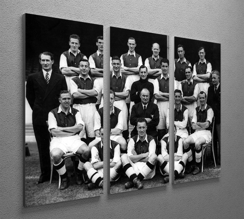 Arsenal Football Club 1948 team photo displayed on a 3-panel canvas print, showcasing vibrant colors and detailed imagery.