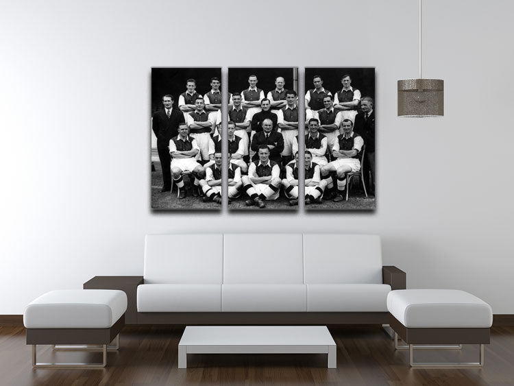 Arsenal Football Club 1948 team photo displayed on a 3-panel canvas print, showcasing vibrant colors and detailed imagery.