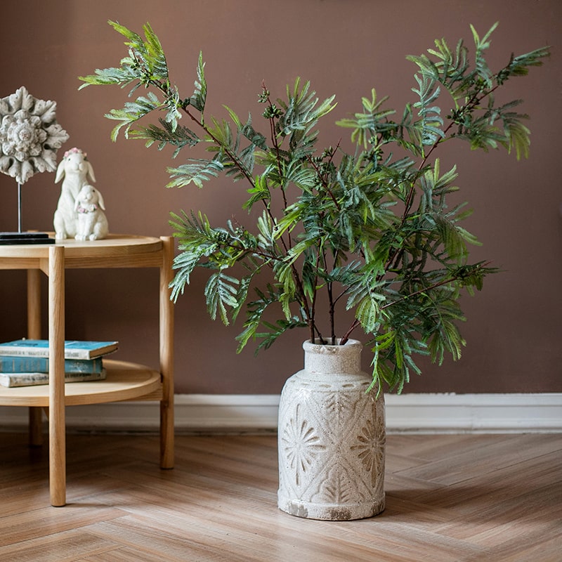 A tall 47-inch artificial Acacia plant stem with realistic green leaves, perfect for home or office decor.