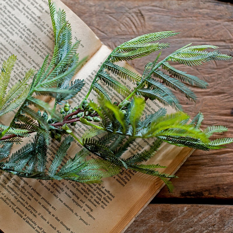 A tall 47-inch artificial Acacia plant stem with realistic green leaves, perfect for home or office decor.