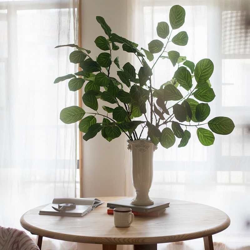 Artificial Faux Large Dans Leaf Stem Plant in green and pale green colors, showcasing realistic leaves and elegant design.