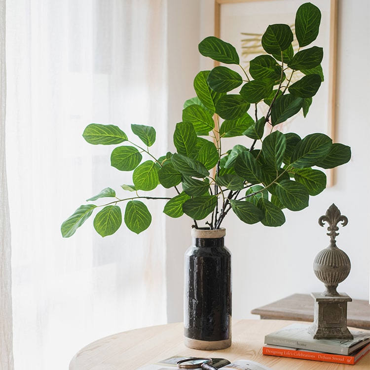 Artificial Faux Large Dans Leaf Stem Plant in green and pale green colors, showcasing realistic leaves and elegant design.