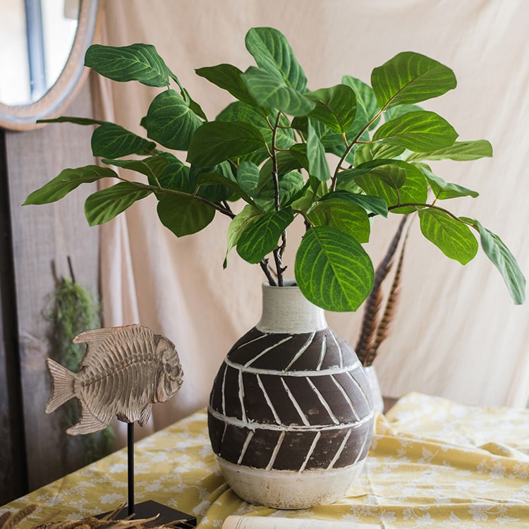 Artificial Faux Large Dans Leaf Stem Plant in green and pale green colors, showcasing realistic leaves and elegant design.