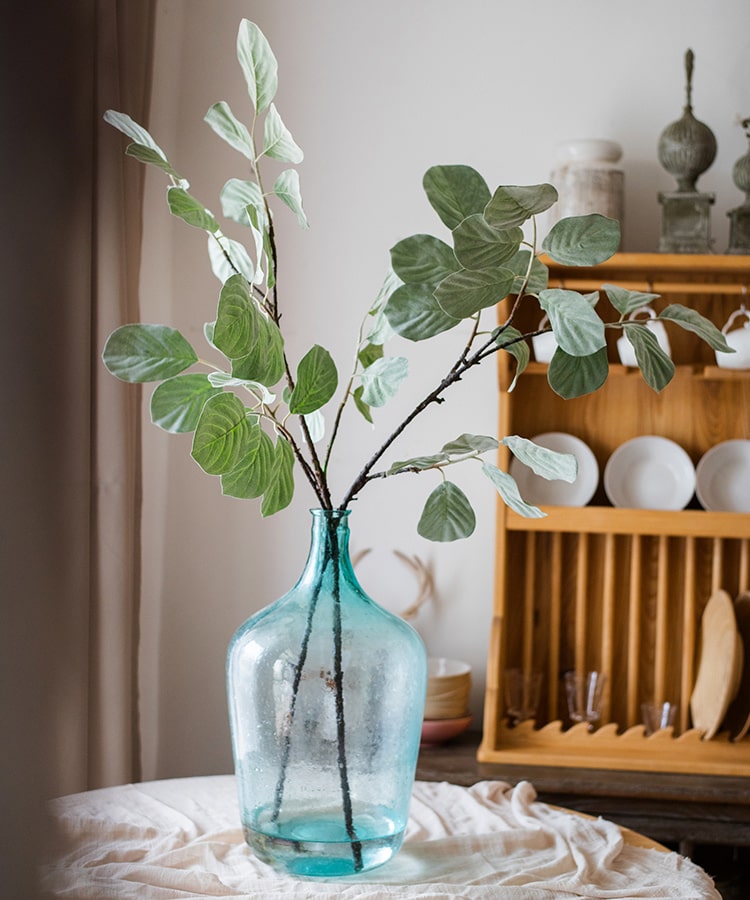 Artificial Faux Large Dans Leaf Stem Plant in green and pale green colors, showcasing realistic leaves and elegant design.
