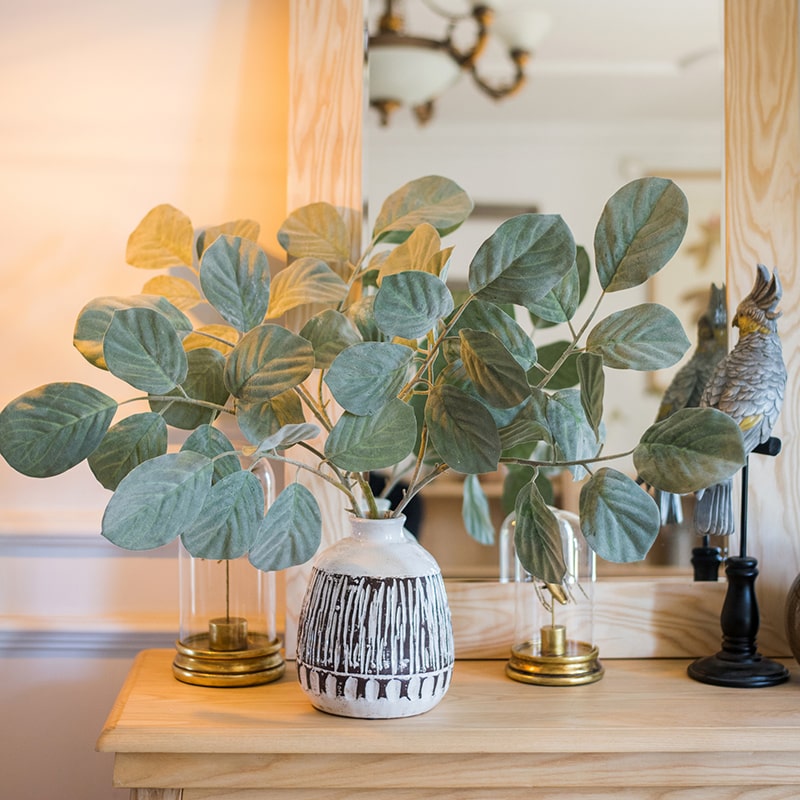 Artificial Faux Large Dans Leaf Stem Plant in green and pale green colors, showcasing realistic leaves and elegant design.