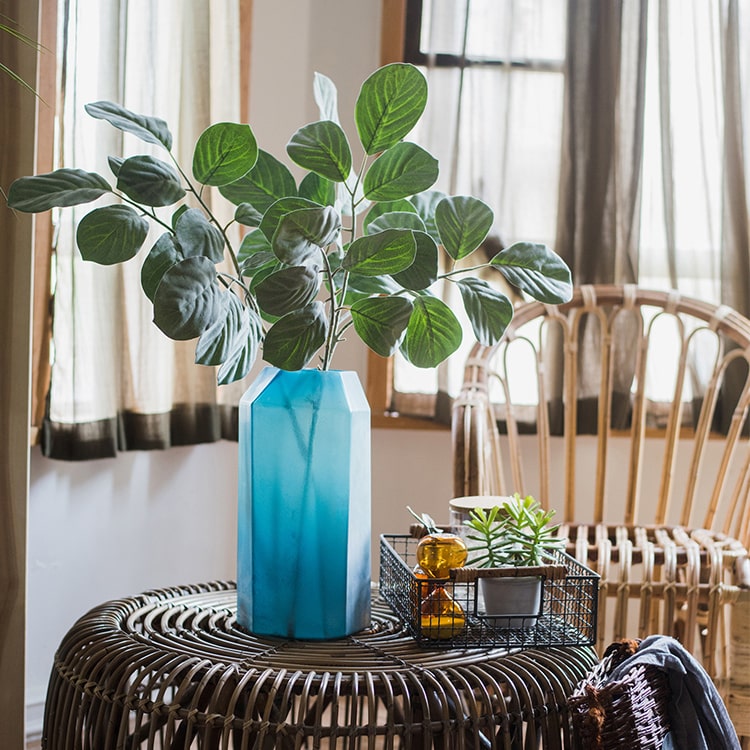 Artificial Faux Large Dans Leaf Stem Plant in green and pale green colors, showcasing realistic leaves and elegant design.