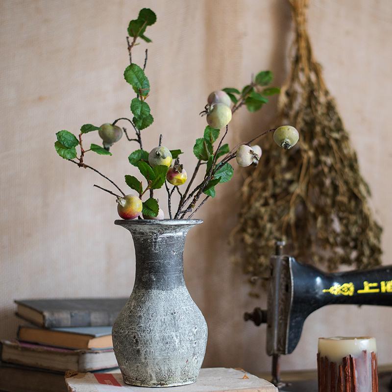 20-inch tall artificial fruit rose hip stem with five realistic silk fruits in vibrant green and mixed colors, perfect for home decor.