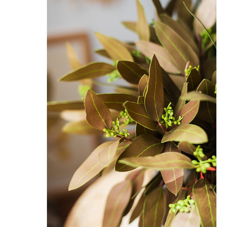 18-inch tall artificial eucalyptus stem bundle in brown, featuring realistic sun-dried leaves, perfect for home decor.