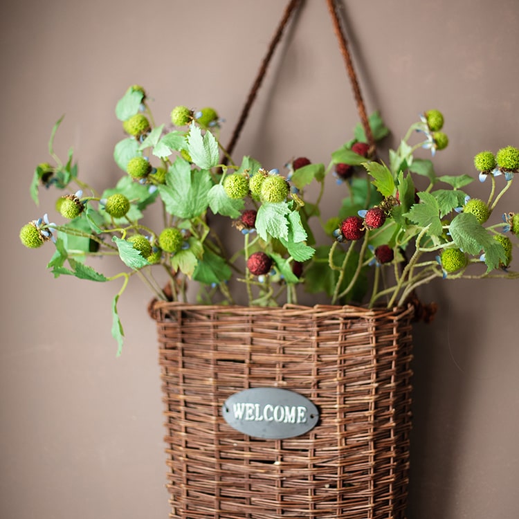 27-inch tall artificial plane plant fruit stem with vibrant green and red colors, designed for home and office decor.