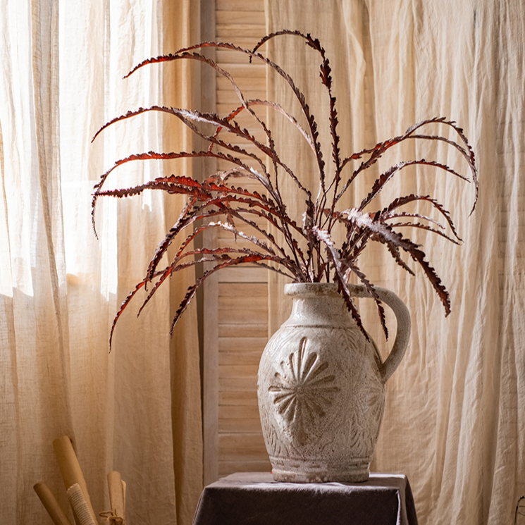 43-inch tall Artificial Spider Brake Fern Stem in brown, showcasing realistic leaves and a natural look, perfect for home decor.