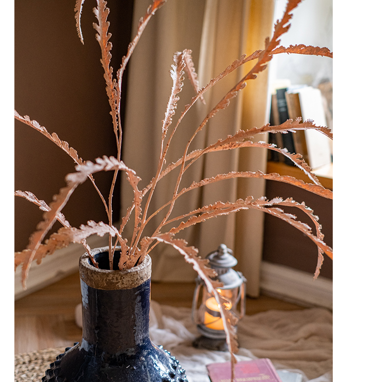 43-inch tall Artificial Spider Brake Fern Stem in brown, showcasing realistic leaves and a natural look, perfect for home decor.