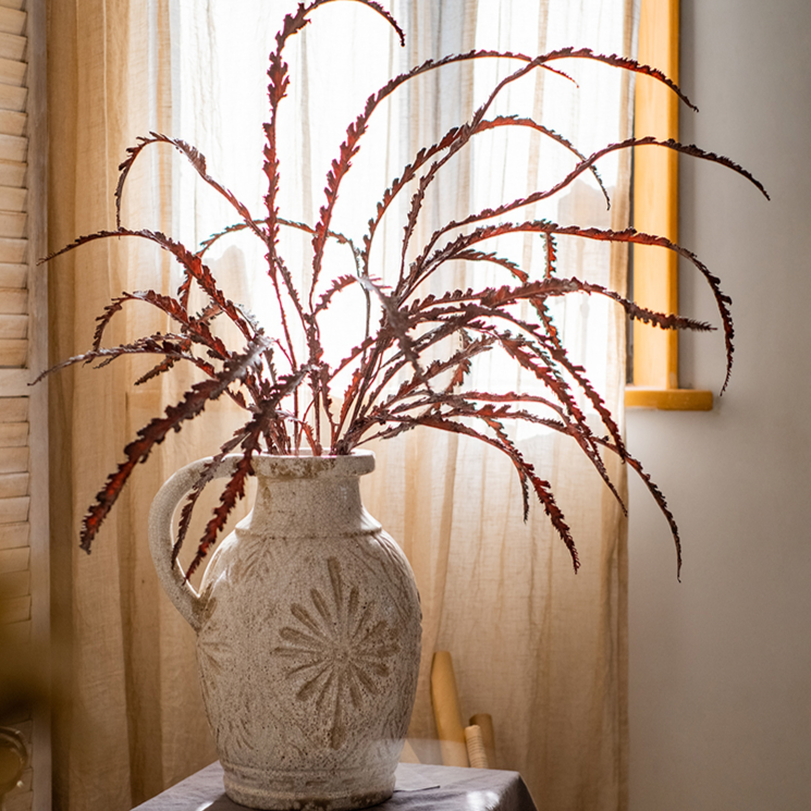 43-inch tall Artificial Spider Brake Fern Stem in brown, showcasing realistic leaves and a natural look, perfect for home decor.
