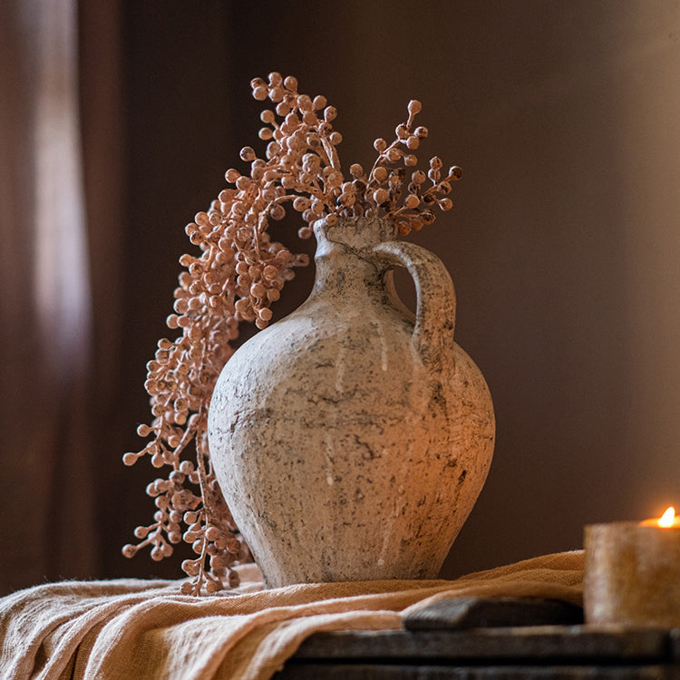 Artificial Wild Berry Vine Stem in light and dark brown, showcasing realistic berry details and handmade craftsmanship.