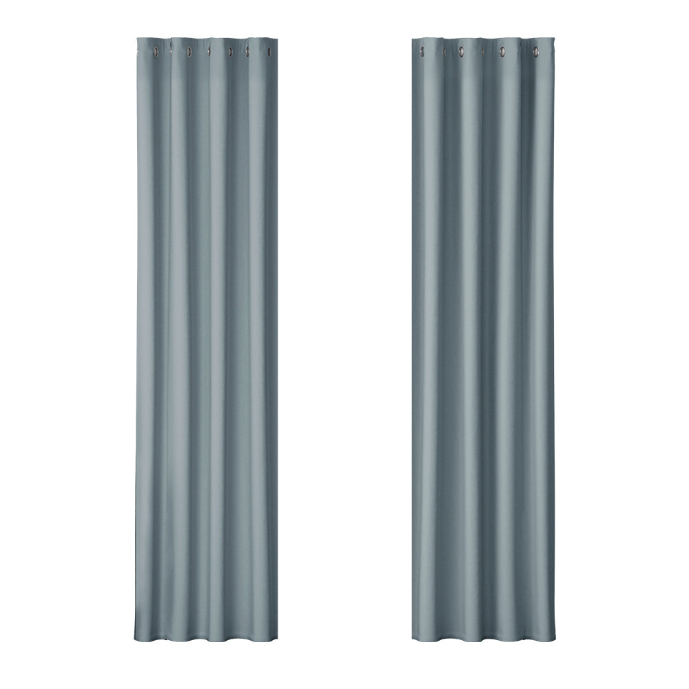 Artiss 2X Blockout Curtains in grey, featuring stainless steel eyelets and soft triple weave fabric, ideal for thermal insulation and noise reduction.