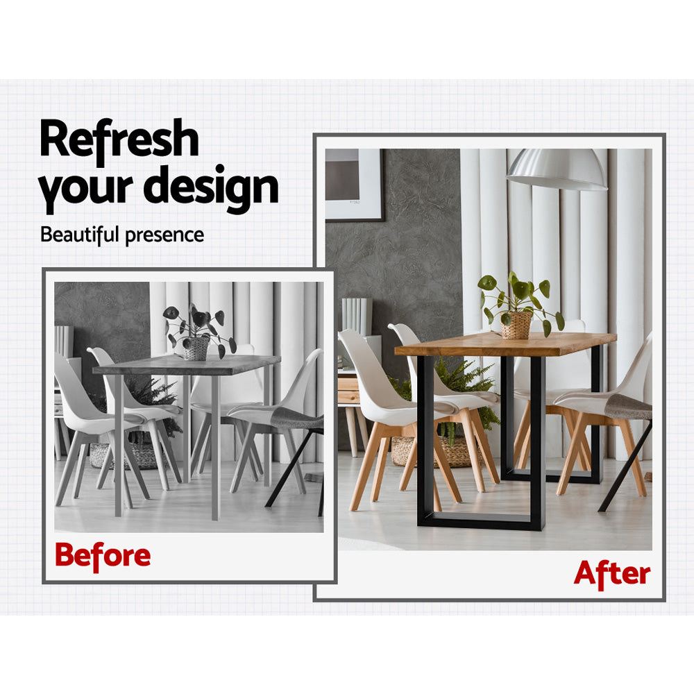 Artiss 2x Coffee Dining Steel Table Legs in matte black, showcasing industrial vintage design and sturdy construction.