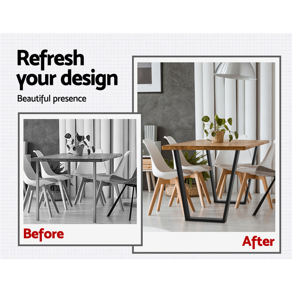 Artiss 2x Coffee Dining Table Legs in industrial vintage style, featuring a trapezoid design and matte black finish, ideal for DIY furniture projects.