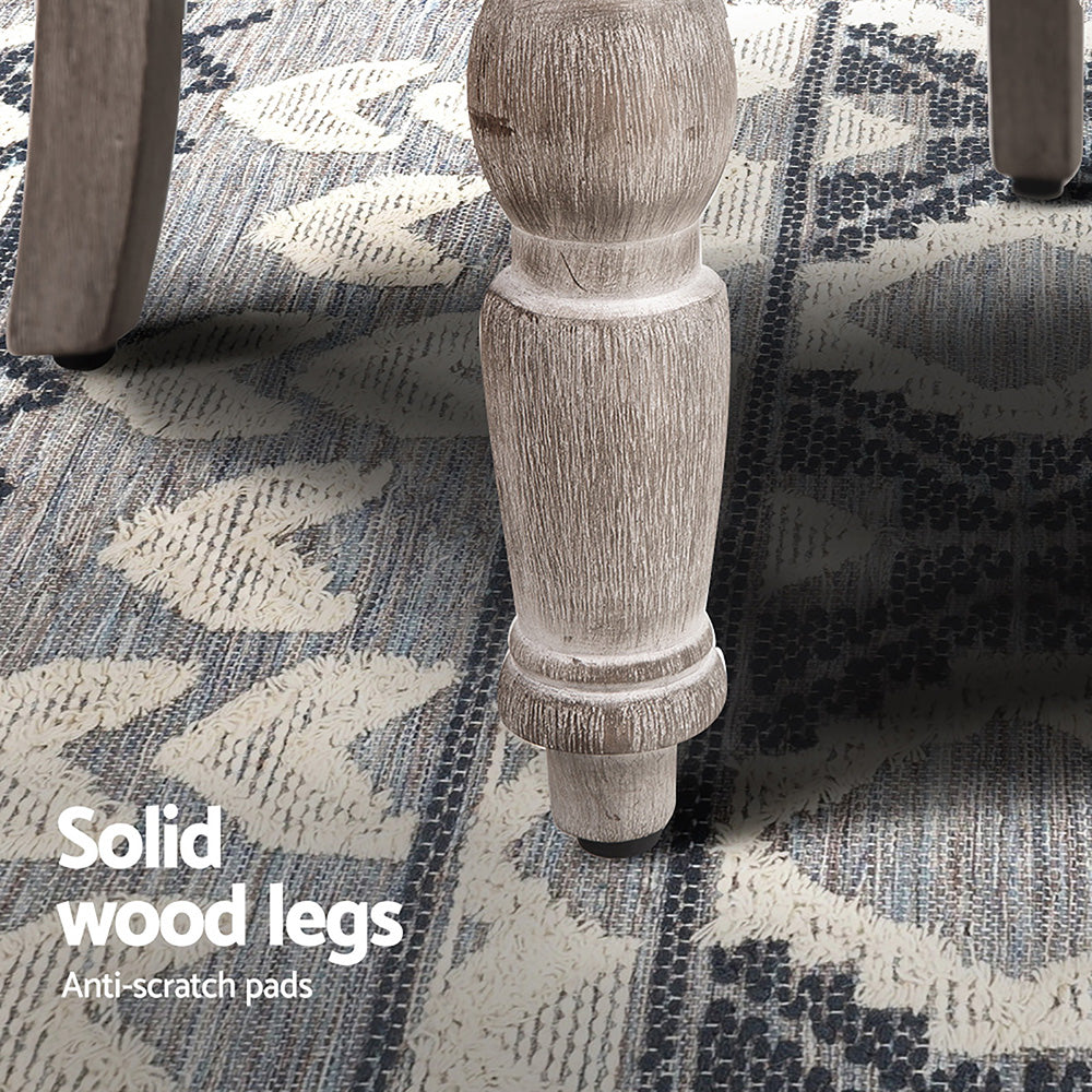 Artiss Lorraine Armchair in beige faux linen with button tufting and rubber wood legs, showcasing French Provincial style.