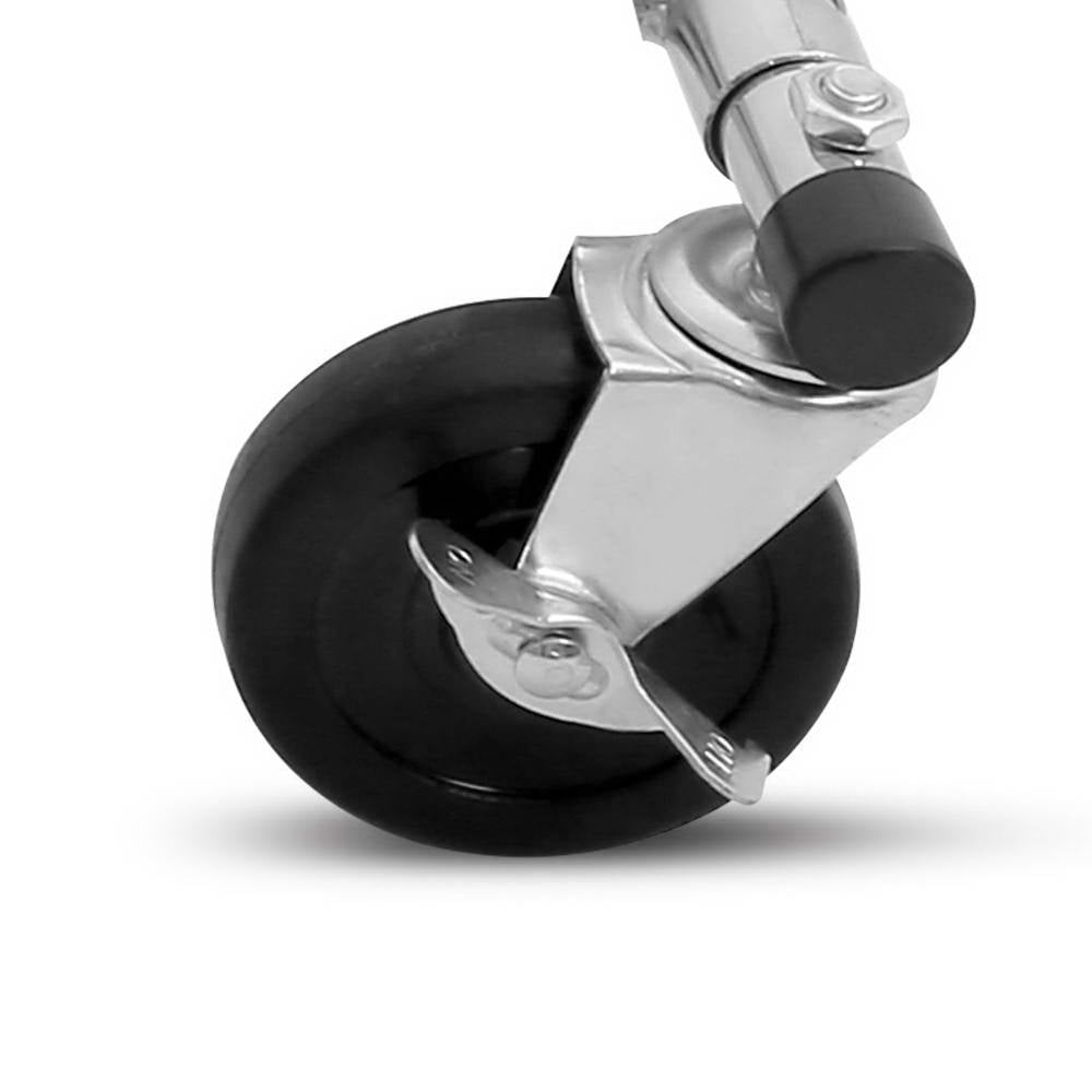 Artiss Clothes Coat Rack Stand with chrome finish, adjustable height and width, featuring omni-directional castors and anti-slip stoppers.