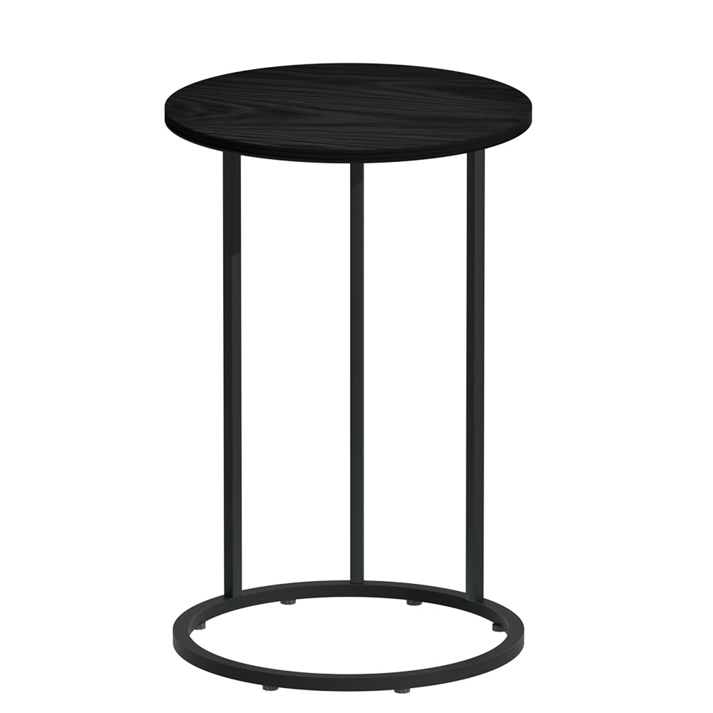 Artiss Emma Coffee Table Side Table with C-shape design, featuring a black particle board top and sturdy metal frame, ideal for modern interiors.