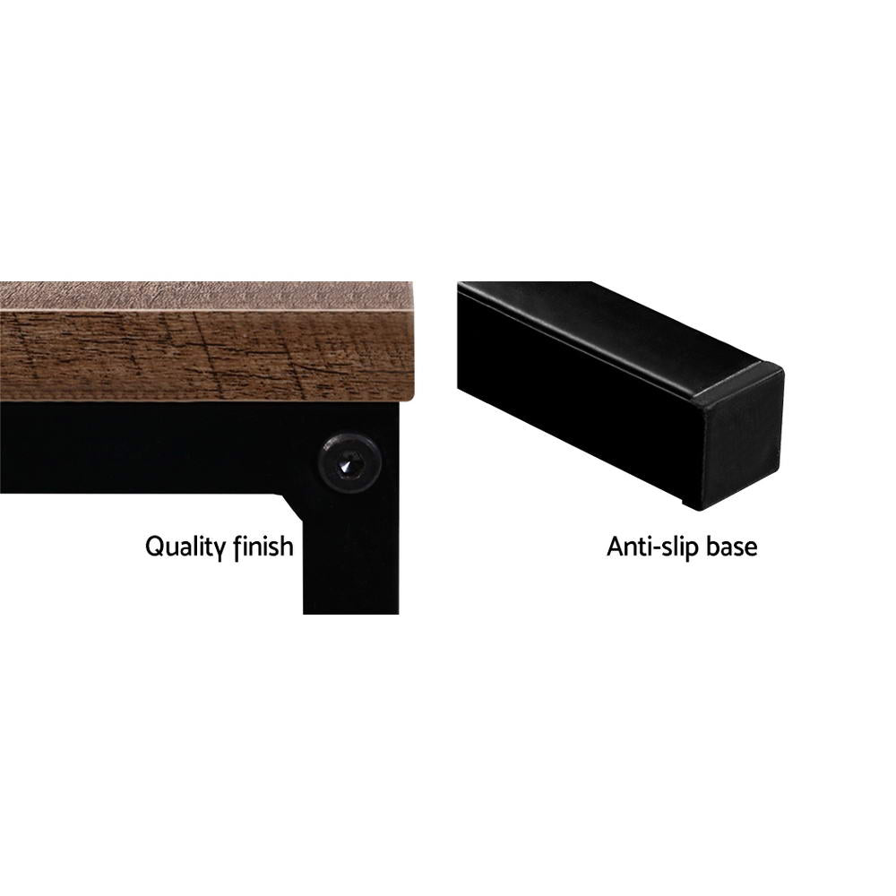 Artiss Coffee Table featuring a rustic vintage design with a dark wood top and black metal frame, showcasing its two-tier structure and open shelf storage.