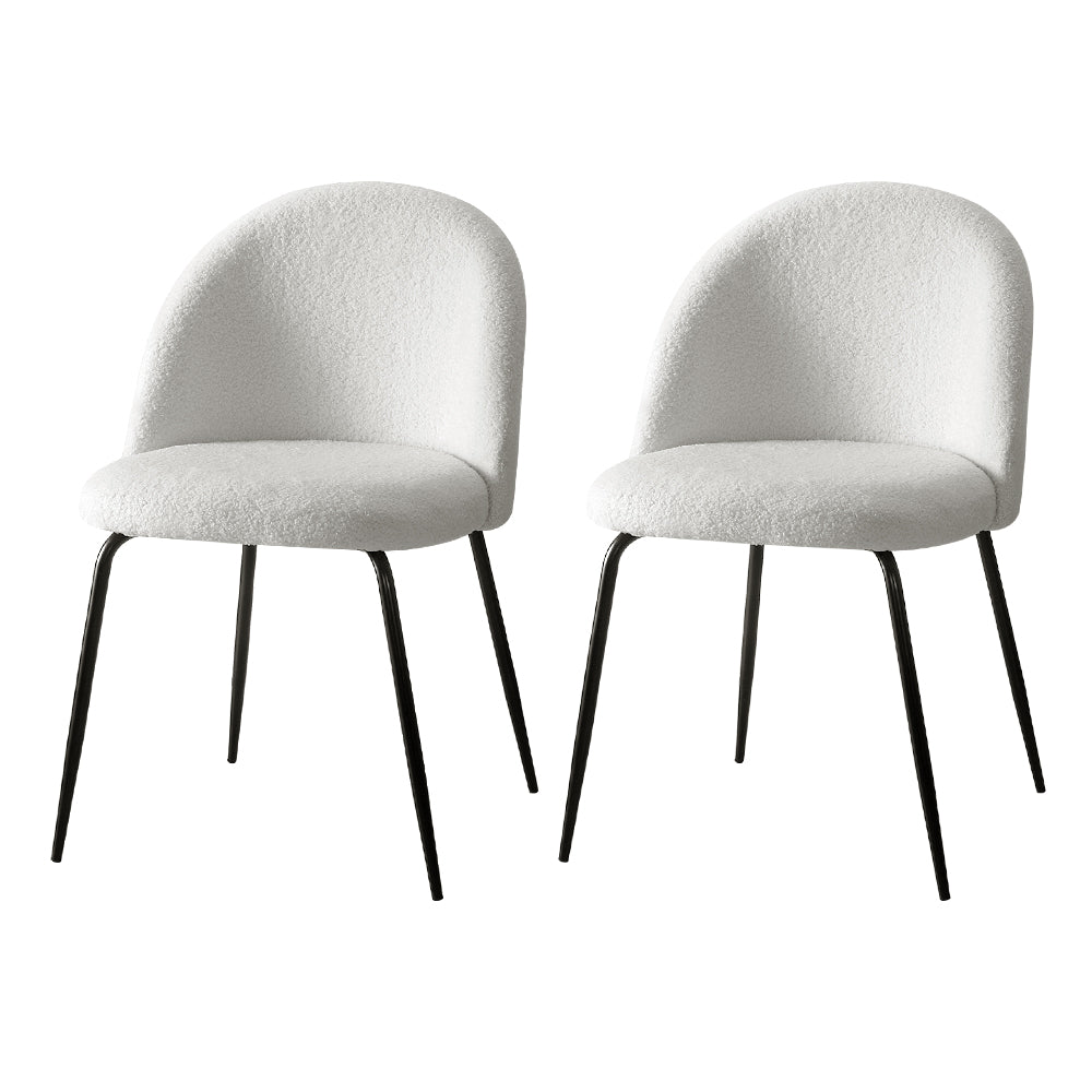 Artiss Dining Chairs featuring luxurious sherpa upholstery and sturdy steel legs, perfect for dining and accent seating.