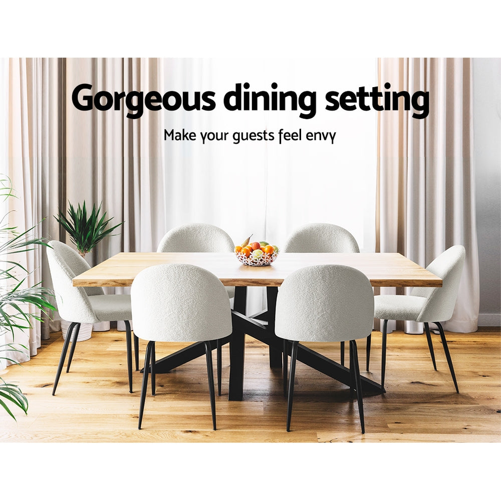 Artiss Dining Chairs featuring luxurious sherpa upholstery and sturdy steel legs, perfect for dining and accent seating.