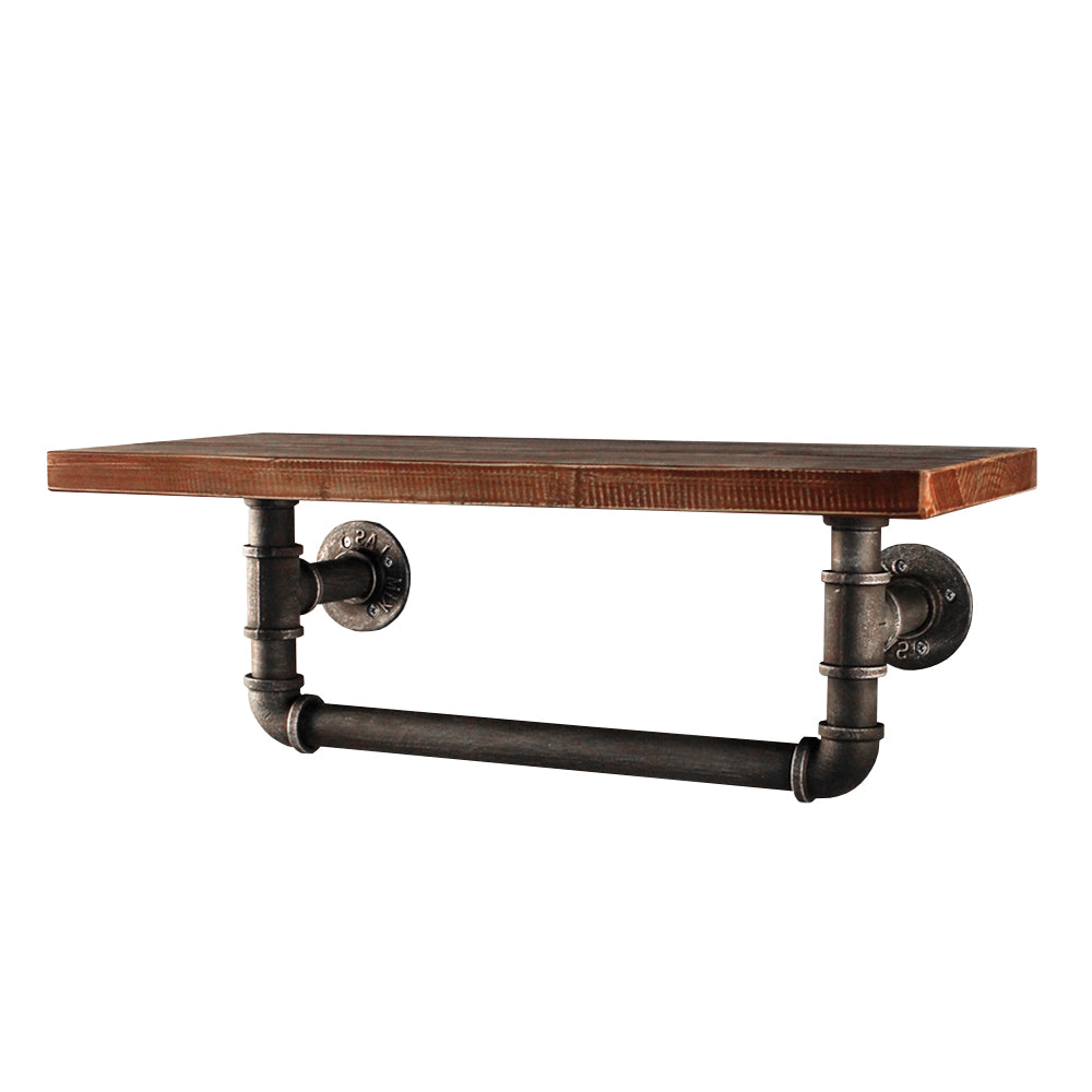 Artiss DIY Pipe Shelf featuring rustic metal pipes and solid timber, ideal for floating bookshelf or towel bar.