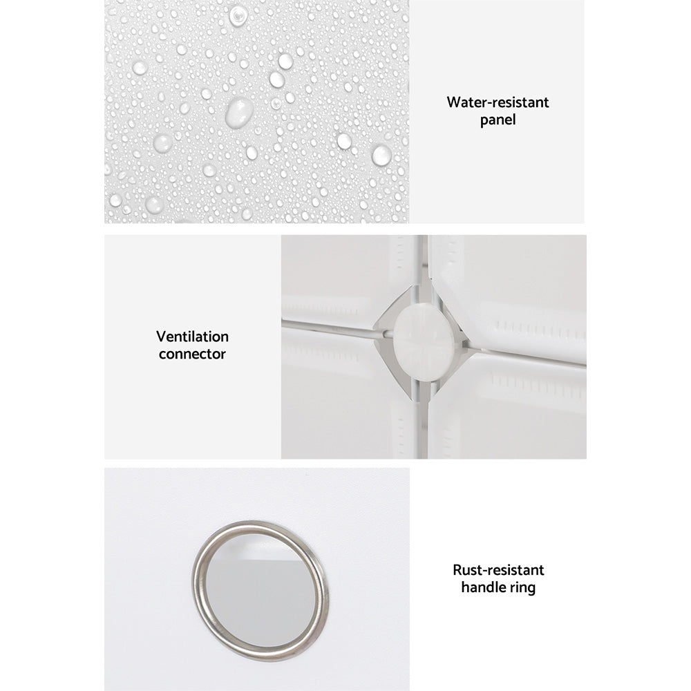 Artiss DIY Shoe Box Shoe Cabinet in white, showcasing its eco-friendly design and multiple storage cubes.