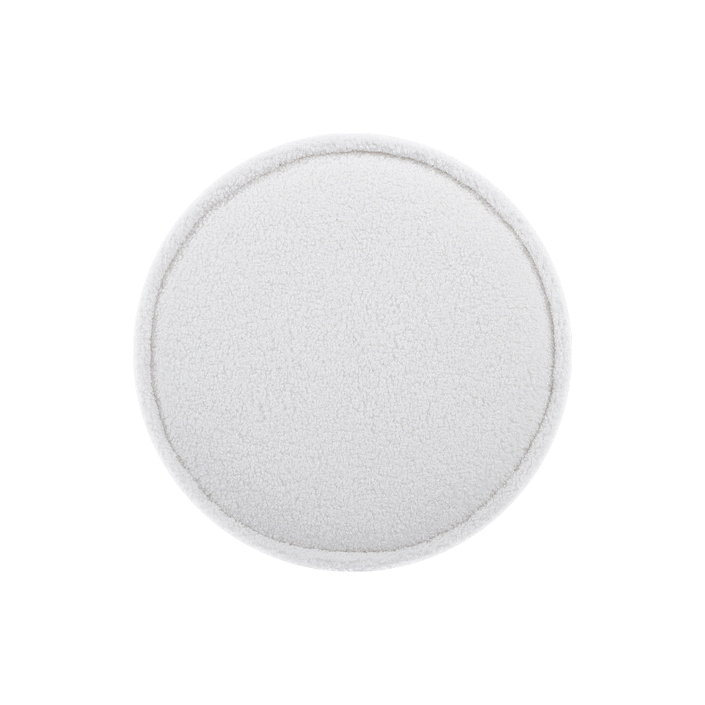 Artiss Ottoman Round Foot Stool in soft teddy fabric with a padded seat and stainless-steel gold ring, perfect for footrest or extra seating.