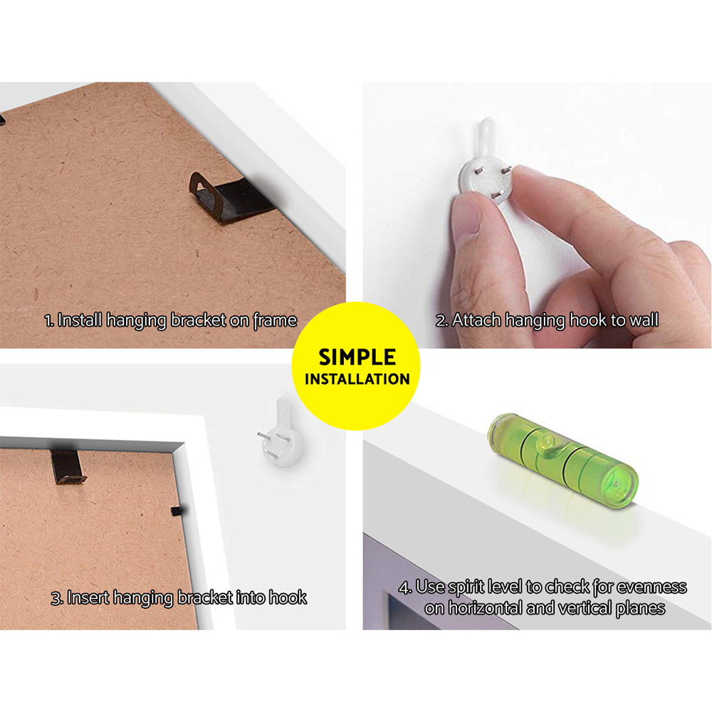 Artiss 11PCS Photo Frame Set in white, featuring various sizes for displaying cherished photographs on a wall.