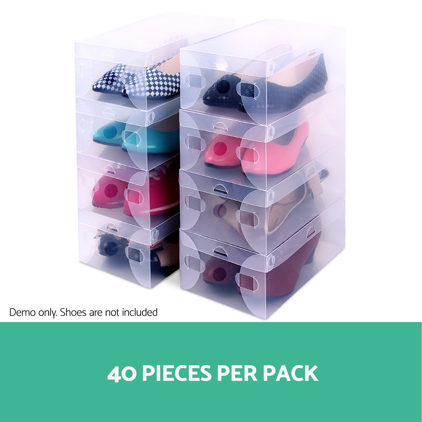 Artiss Set of 40 Clear Shoe Boxes, transparent and foldable, ideal for organized shoe storage.