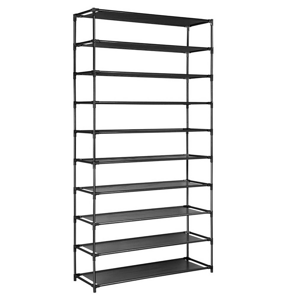 Artiss 10 Tier Shoe Rack with 50 pairs capacity, featuring a sturdy metal frame and removable panels for versatile shoe storage.