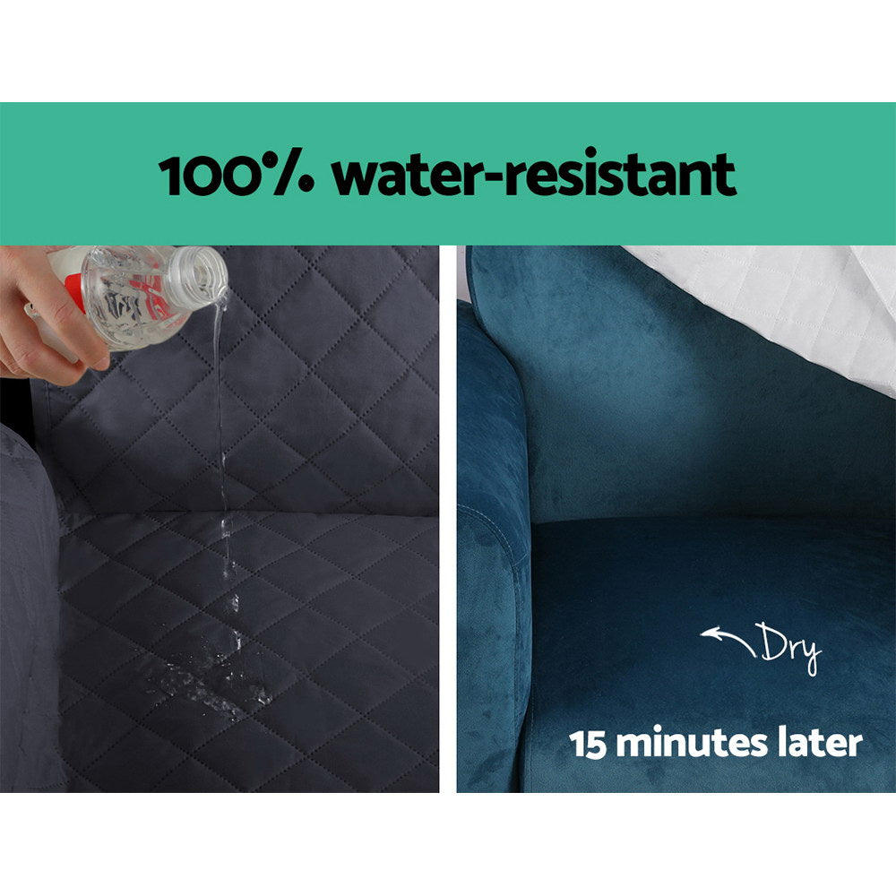 Artiss 3 Seater Sofa Cover in dark grey, featuring a diamond-quilted design and water-resistant fabric, perfect for protecting furniture.