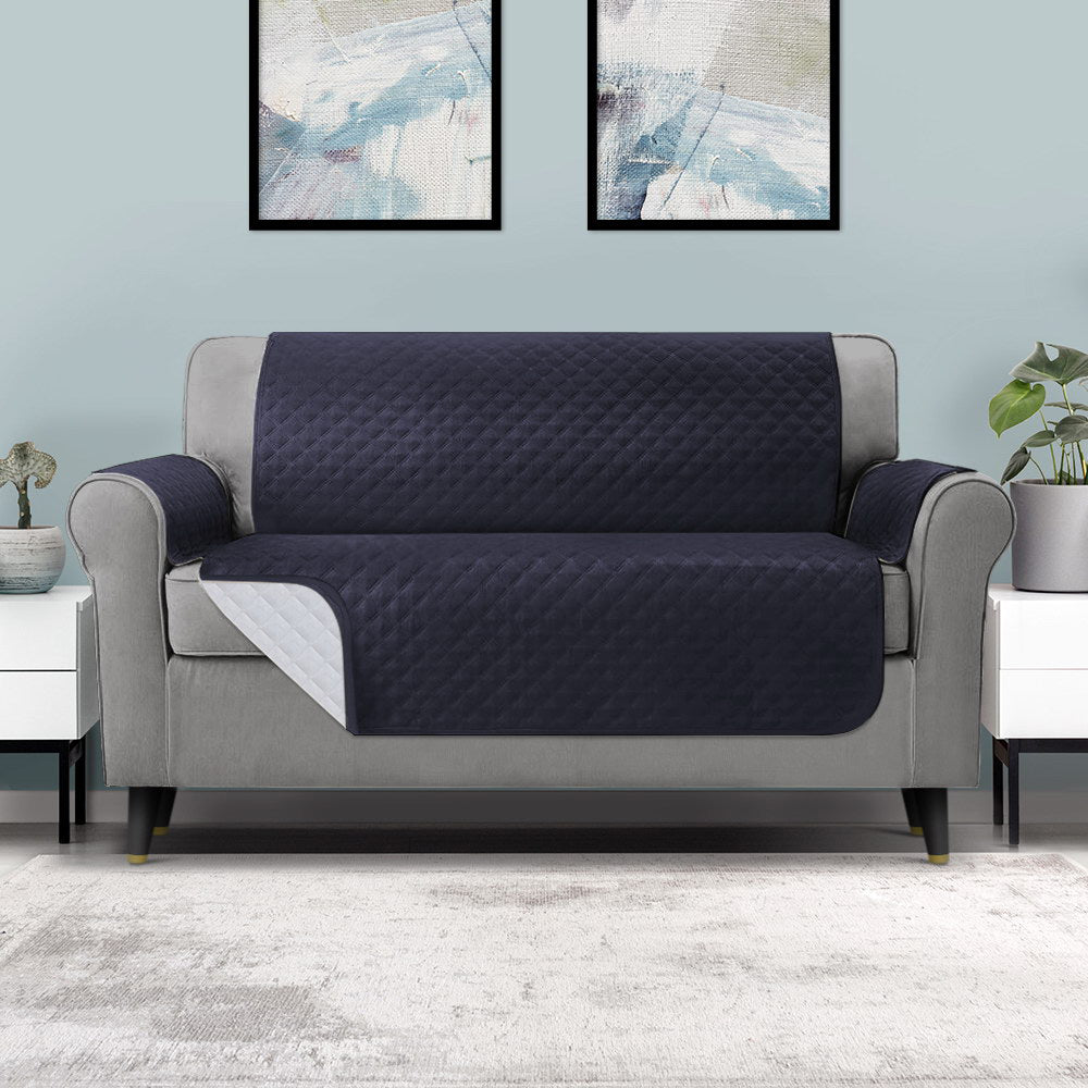 Artiss 3 Seater Sofa Cover in dark grey, featuring a diamond-quilted design and water-resistant fabric, perfect for protecting furniture.